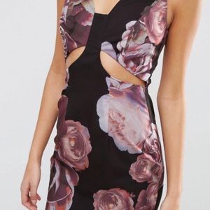 Asos floral midi dress with cutouts